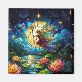 Íman Lua de Voo de Fada de Vidro Colorido