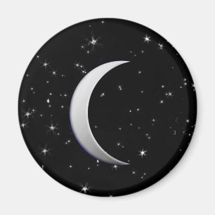 Íman Luas crescentes de prata - fundo estrelado