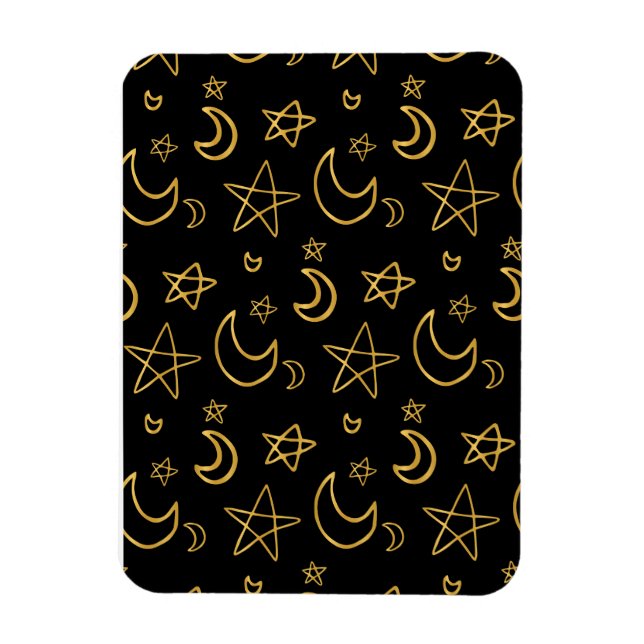 Íman Luas e estrelas Dourado padrão (Vertical)