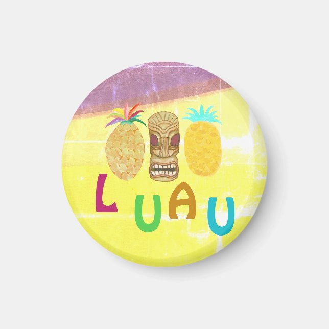 Íman Luau Tiki de Abacaxi de Verão (Frente)