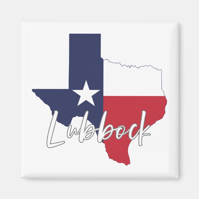 Íman Lubbock, Texas Flag Map Magnet (Frente)