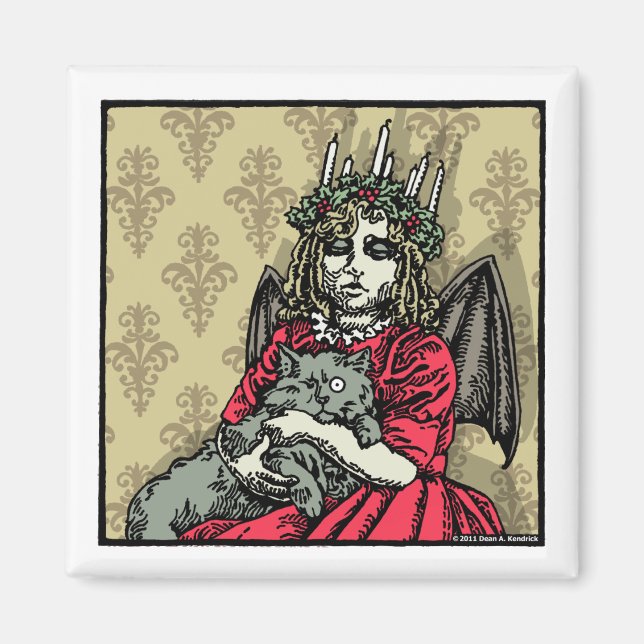 Íman Lúcia Vermelha e Gato - Feriado do Gótico de Pop d (Frente)