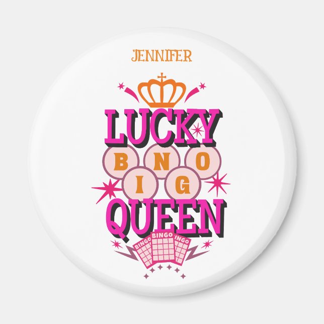 Íman Lucky Bingo Queen /nome editável (Frente)