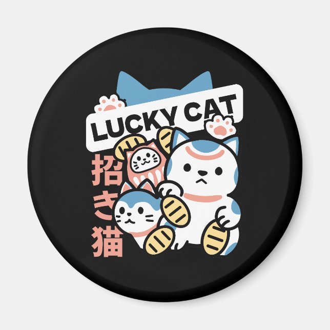 Íman Lucky Cat Art – Maneki Neko with Gold Coin (Frente)