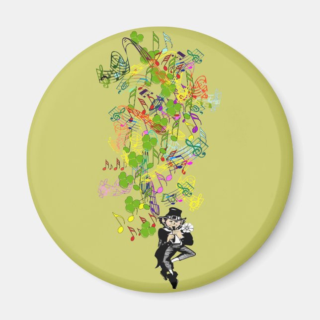 Íman Lucky Leprechaun Com Shamrocks (Frente)