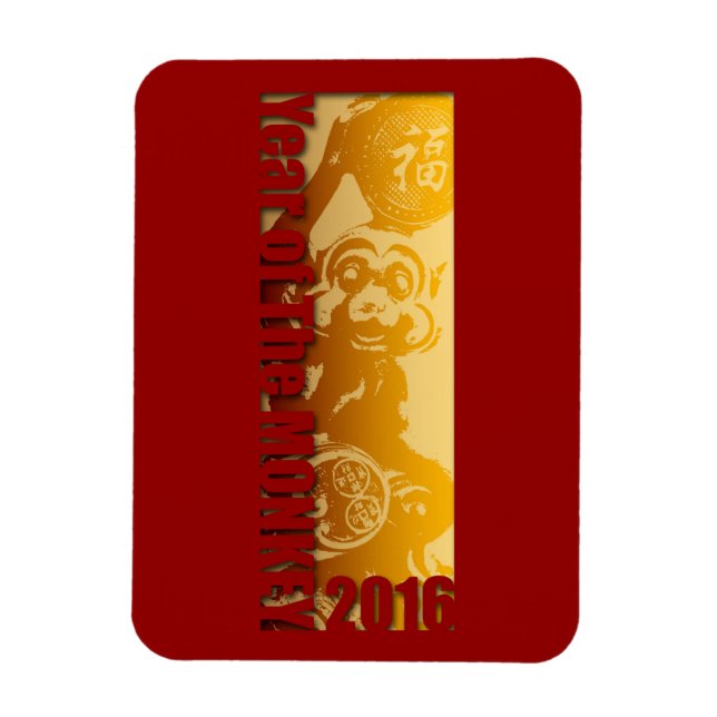 Íman Lucky Monkey Year 2016 Greeting Magnet V (Vertical)