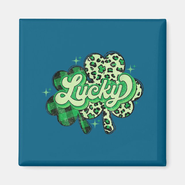 Íman Lucky Shamrock Leopard,checkered Patricks Day Funn (Frente)