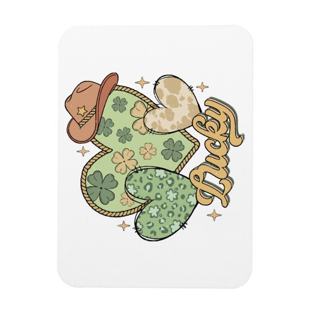 Íman Lucky Western Heart Shamrock irlandês (Vertical)