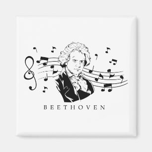 Íman Ludwig van Beethoven Portrait e Bust Com Notas