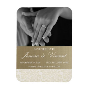 Íman Lugar de marfim e Imã salve a data Dourada 3" x 4"