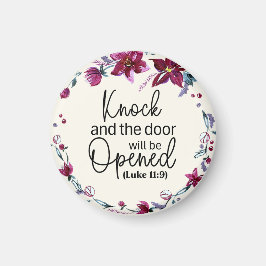 Íman Luke 11:9 Knock E A Porta Vintage Purple Floral