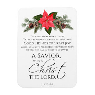 Íman Luke 2:10-11 Bons Tidings Poinsettia Natal