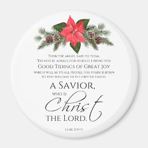 Íman Luke 2:10-11 Escritura de Natal de Poinsettia