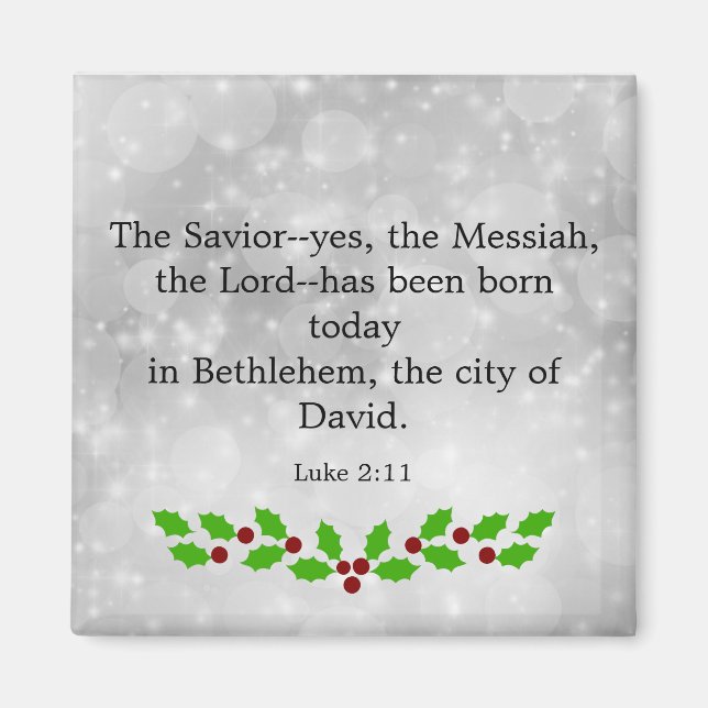 Íman Luke 2-11, verso da bíblia de Natal, (Frente)