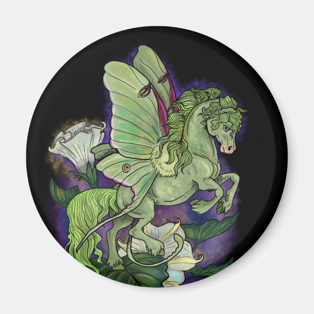 Íman Luna Moonduster Moth Fairy Horse Magnet (Frente)