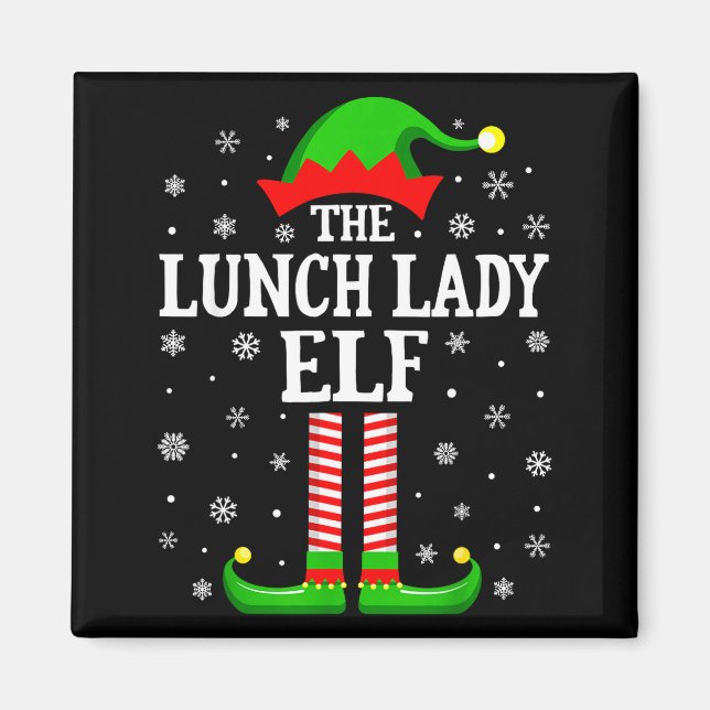Íman Lunch Lady Elf Funny Christmas Family Matching  (Frente)