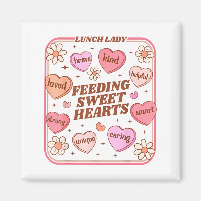 Íman Lunch Lady Valentines Day Retro Cute Cafeteria Swe (Frente)