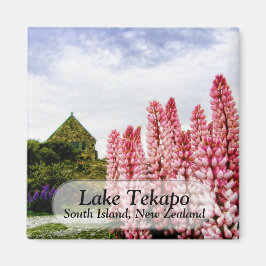 Íman Lupins rosa @ Lake Tekapo New Zelândia Magnet
