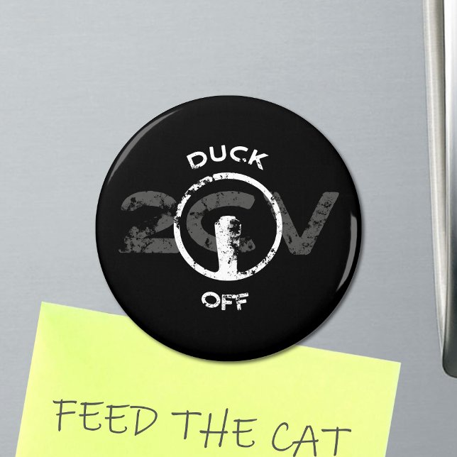 Íman Lustiges Oldtimer 2cv Duck Off Statement (2CV Magnet in Black with a White Steering Wheel Illustration of the Deux Chevaux )