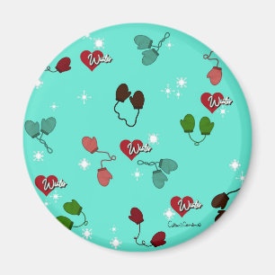 Íman Luvas de Amor de Inverno e Padrão de Floco de Neve