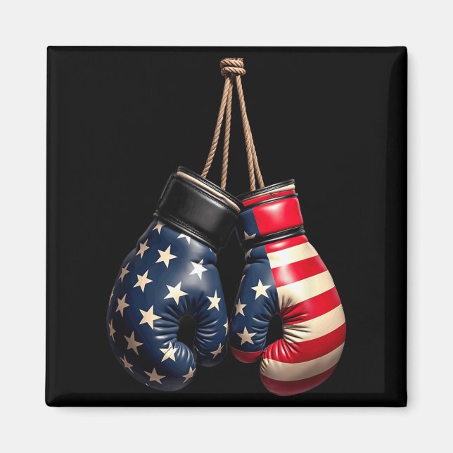 Íman Luvas de Boxe com Bandeira Americana Boxer (Frente)