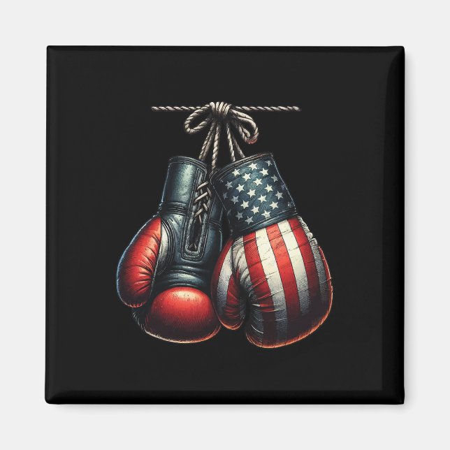 Íman Luvas de Boxe da Bandeira dos EUA 4 de Julho para  (Frente)
