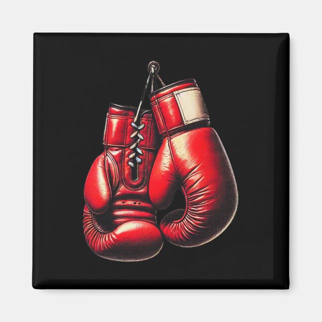 Íman Luvas de Boxe Vermelhas Boxe Esporte Lutador Kickb (Frente)