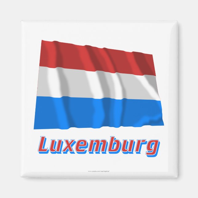 Íman Luxemburg Fliegende Flagge mit Namen (Frente)