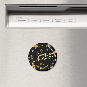 Íman Luxo Discreto Estrelas Preto Dourado Natal Persona