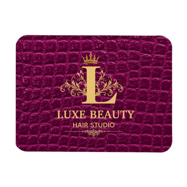 Íman Luxury Crocodile Leather Monogram Gold Initial  (Horizontal)