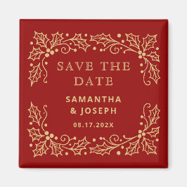 Íman Luxury Red & Antique-Gold Save the Date