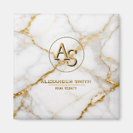 Íman Luxury White Marble Gold Monogram Real Estate