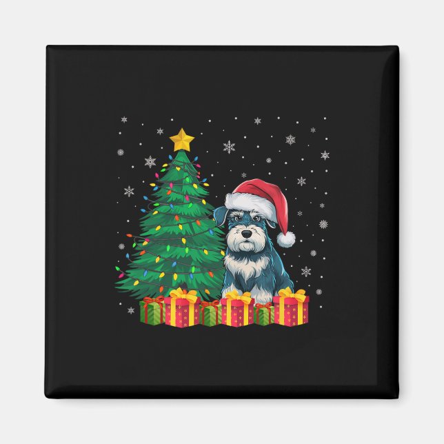 Íman Luz de Natal de Schnauzer Santa Hat, Miniatura Úti (Frente)
