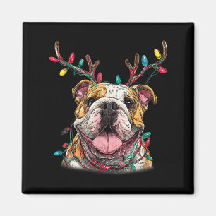 Íman Luz de Rena de Bulldog Inglês do Papai Noel Natal