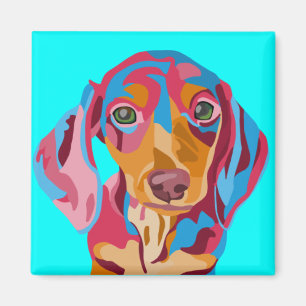 Íman Luz - ímã azul do refrigerador do Dachshund