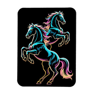Íman Luz Neon de Cavalo Efeito Glitch Estilo Retro