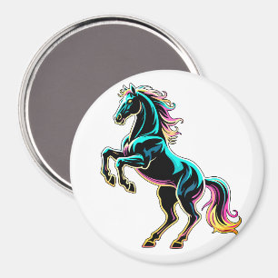Íman Luz Neon de Cavalo Efeito Glitch Estilo Retro