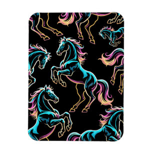 Íman Luz Neon de Cavalo Efeito Glitch Estilo Retro