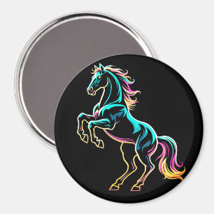 Íman Luz Neon de Cavalo Glitch Estilo Retro