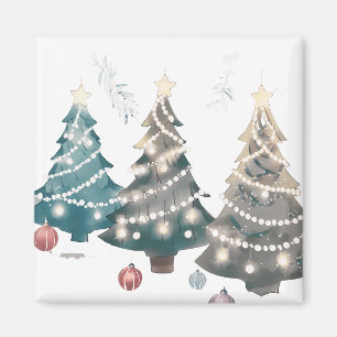 Íman Luzes brancas Árvores de Natal decoradas