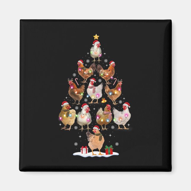 Íman Luzes de árvore de Natal de frango Chapéu de Papai (Frente)