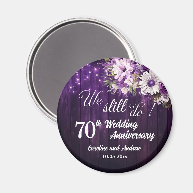 Íman Luzes de Corda de Aniversário de Casamento de 70 A (Front/Back)