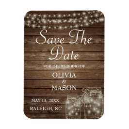 Íman Luzes de Mason Jar Rustic imã salve a data