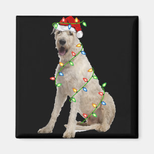 Íman Luzes de Natal Chapéu do Papai Noel Cão Irish Wolf