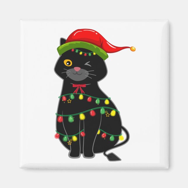 Íman Luzes de natal de Gato Negro (Frente)