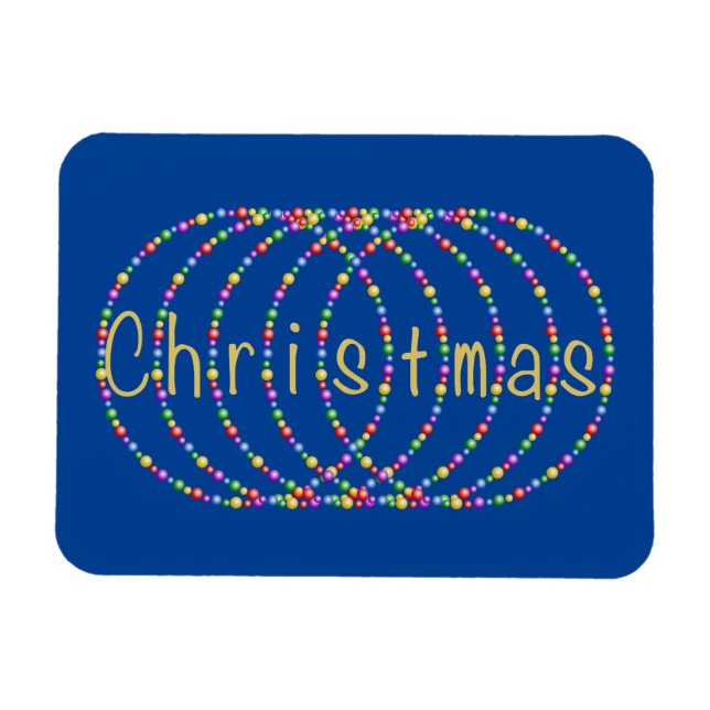 Íman Luzes de Natal Douradas - Design azul (Horizontal)