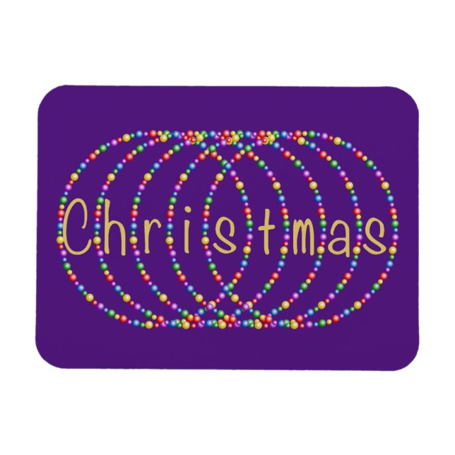 Íman Luzes de Natal Douradas Design em roxo (Horizontal)