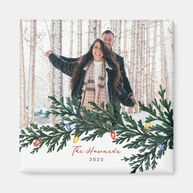 Íman Luzes de Natal e Foto Verde (Frente)