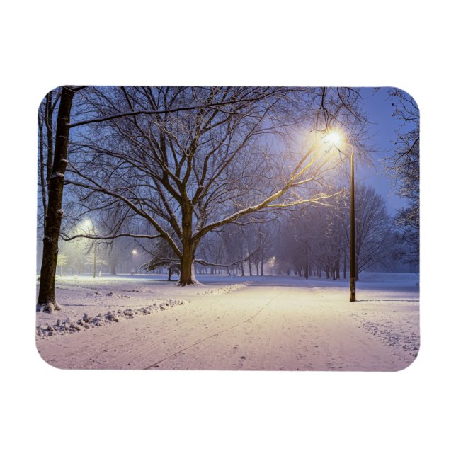 Íman Luzes de rua e cobertas de neve (Horizontal)