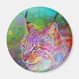 Íman Lynx sorridente e colorido - abstrato